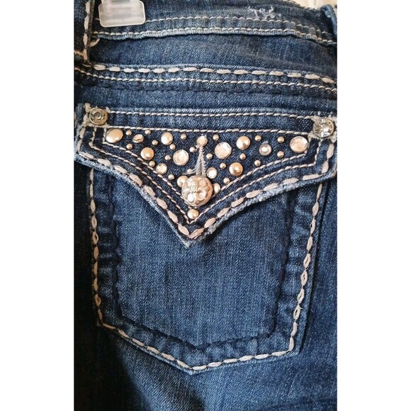 Miss Me Jeans JE5141BL BOOT WOMENS JEANS 28X33 Rhinestone/Bling Pocket Dark Wash - Picture 12 of 16